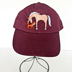 Mare Modern Goods "Foxy" Baseball Hat Cap Womens Burgundy Embroidered Equestrian